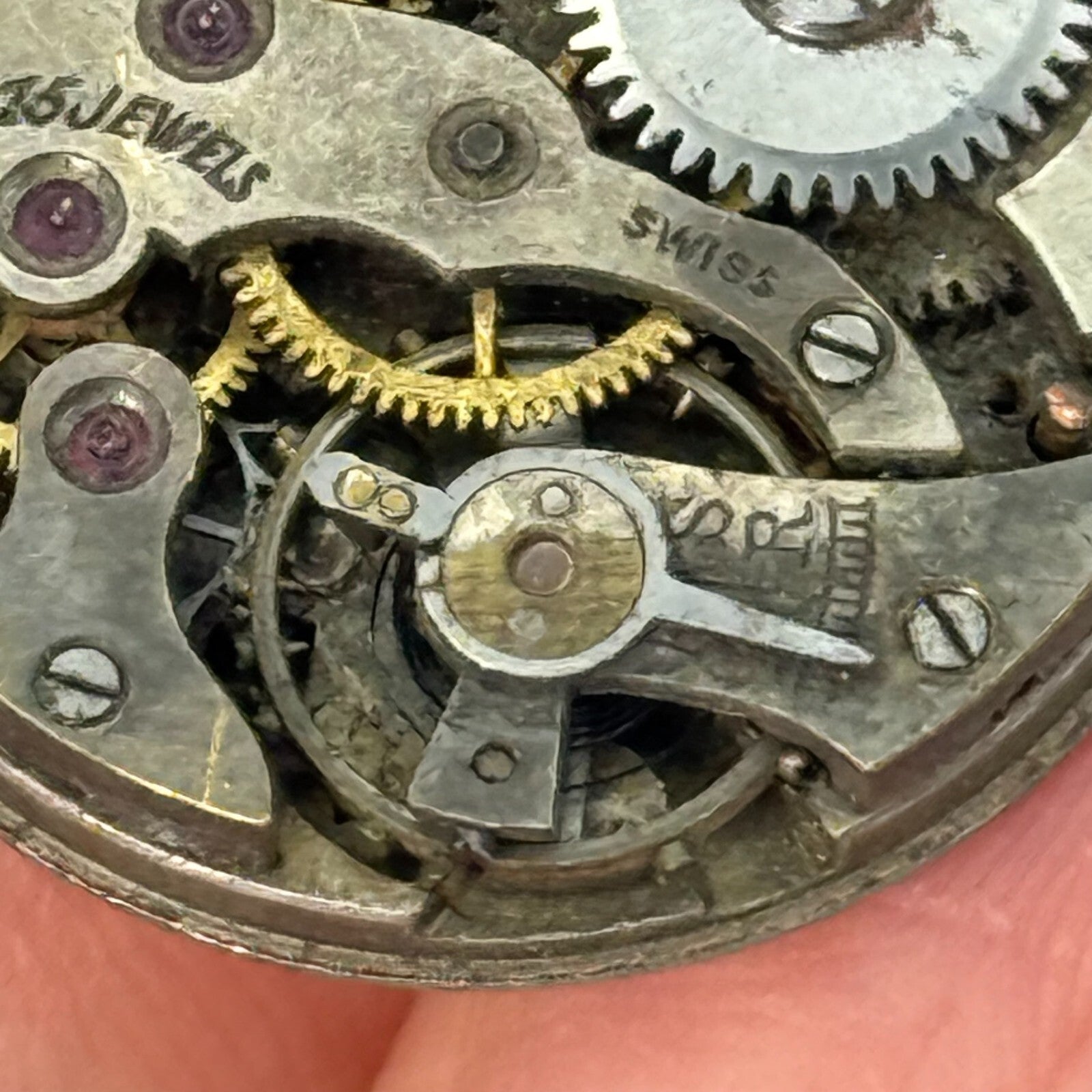 21.9mm Vintage Lanco 15 Jewels Swiss Trench Watch Movement Manual Wind PARTS