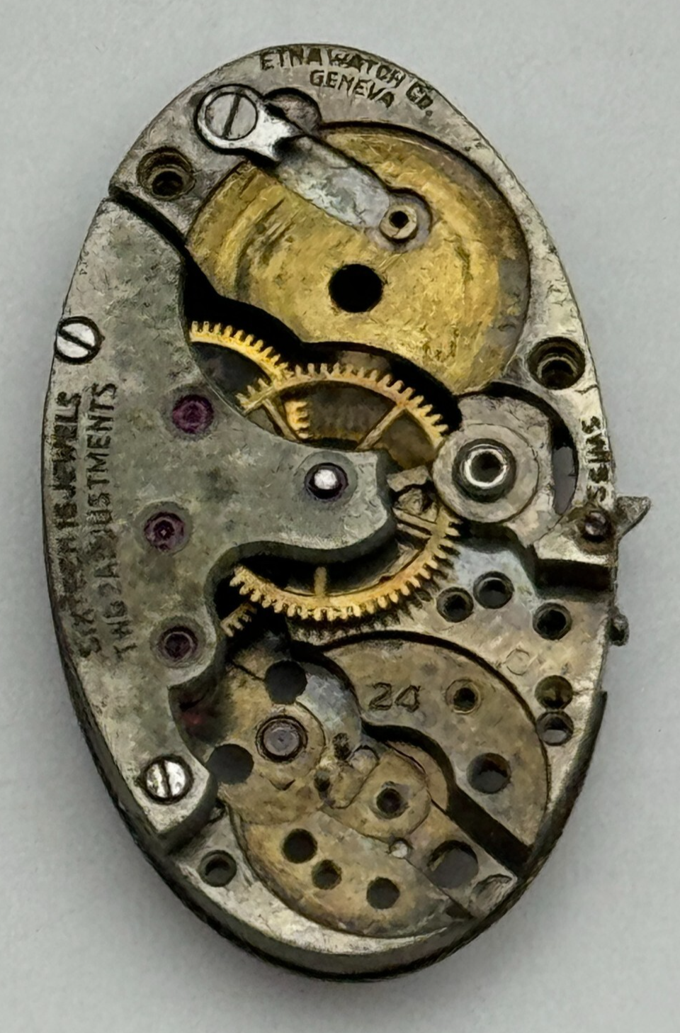 15.2mm Etna Watch Co As 24 A Schild Partial Manual Wind Watch Movement PARTS