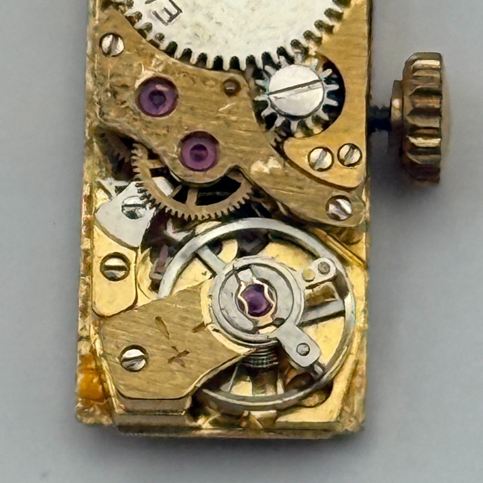 FHF 59-21 Elgin Baguette Watch Movement Manual Wind Vintage Parts Repair 8.8mm