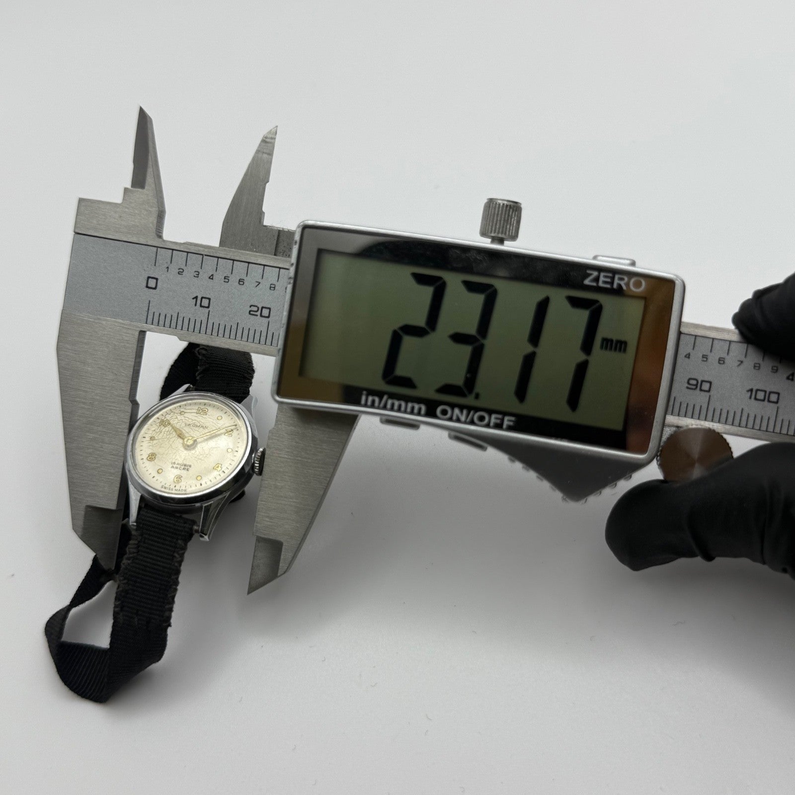 21mm Vintage Yeoman 15 Rubis Ladies Art Deco Fabric Strap Manual Watch PARTS