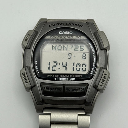 Casio DB-35H Data Bank Telememo 30 Men’s Quartz Watch Silver Tone Working 39mm