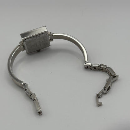 Avon Ladies Quartz Watch Square White Dial Silver Tone Bracelet Working 21mm