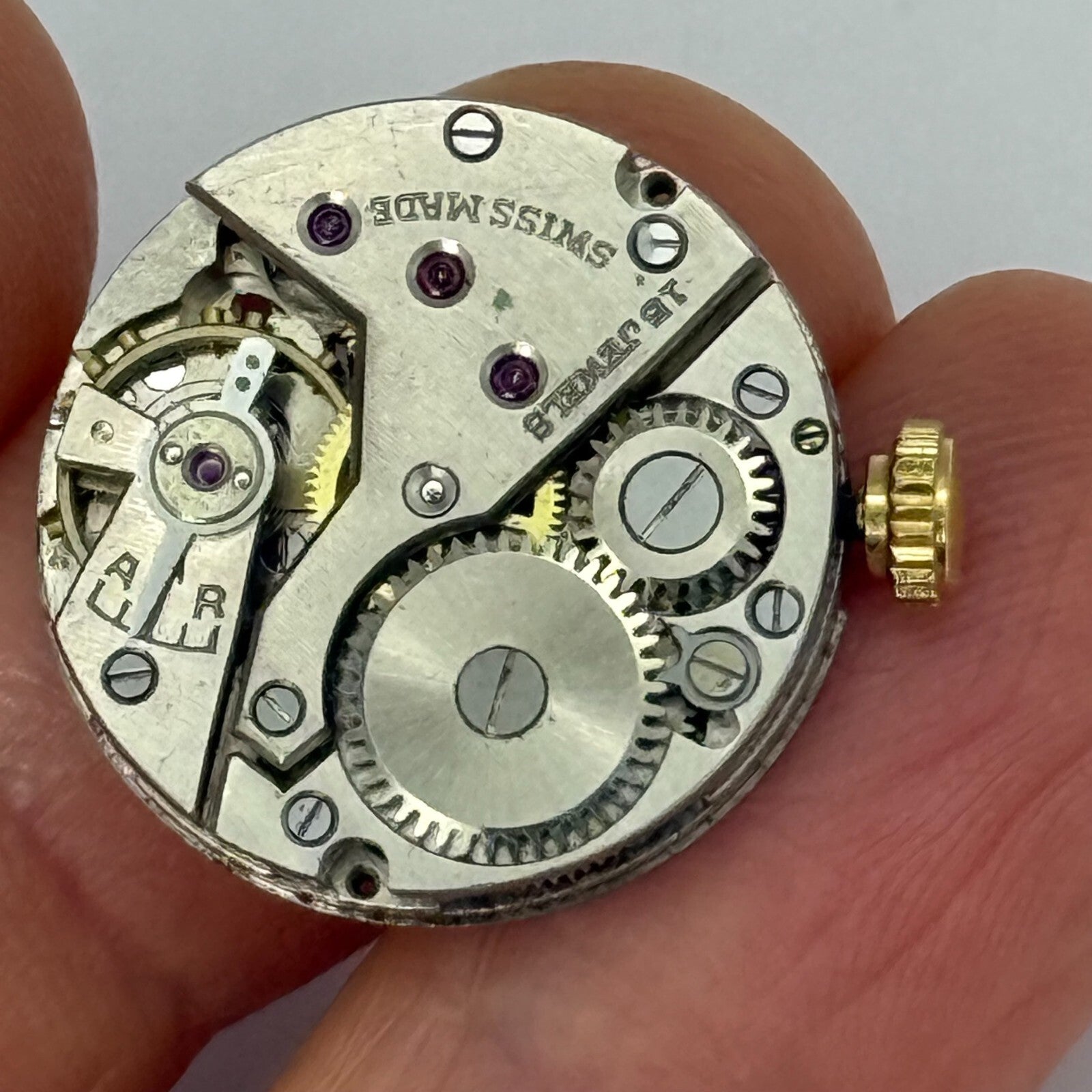 19.6mm Vintage Avia Derby D 40 Manual Wind Watch Movement PARTS REPAIR