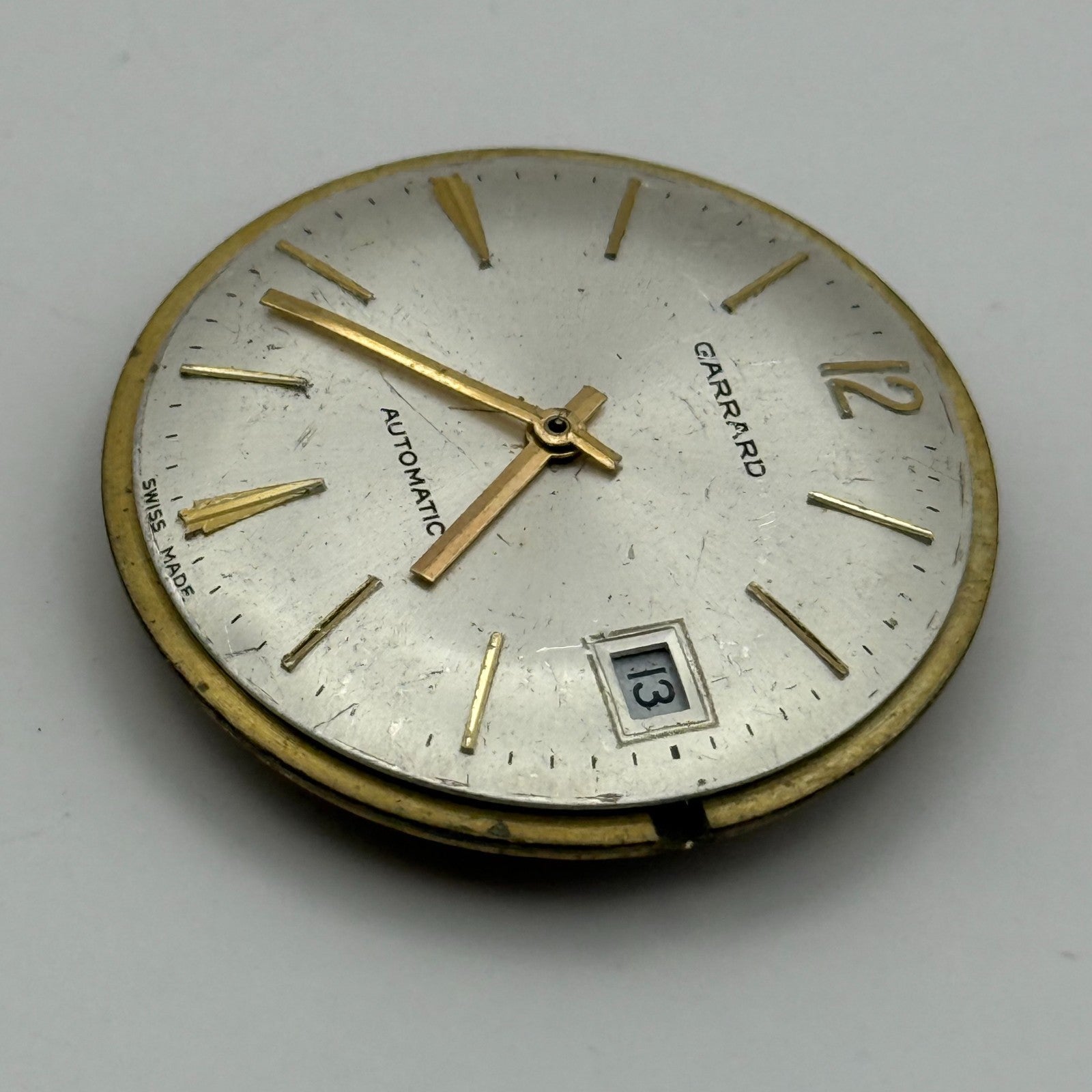 FHF 909 Automatic Watch Movement Garrard Date 25 Jewels Vintage Parts 31.8mm