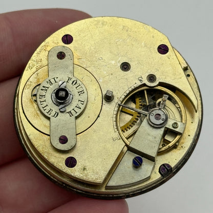 46.4mm Antique Four Pair Jewelled Unique Key Wound Pocket Watch Movement PARTS