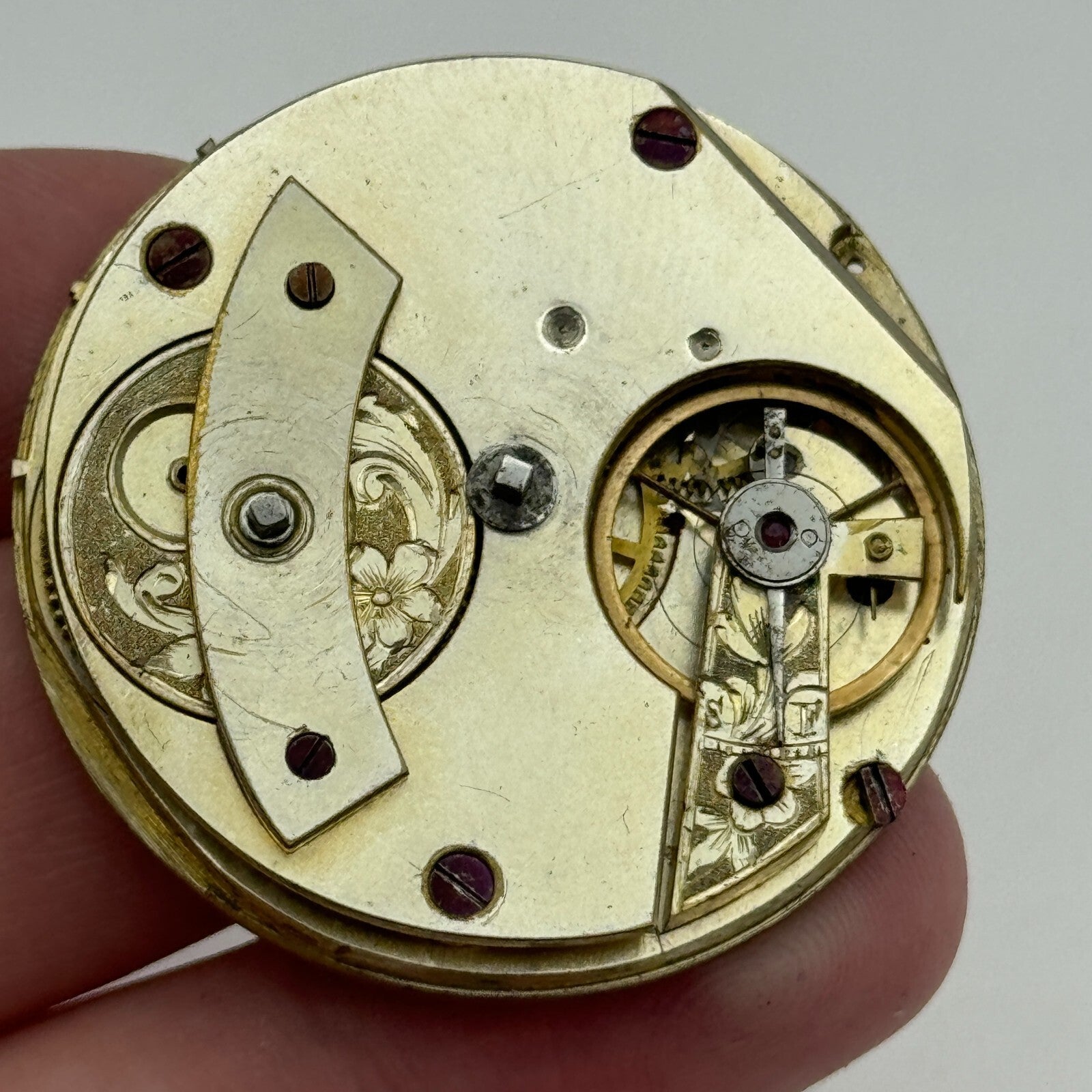 40.9mm Antique Unique Interesting Pattern Key Wound Pocket Watch Movement PARTS
