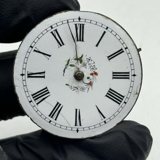 36mm Beautiful Patterned Dial Cylinder Pocket Watch Movement FOR PARTS