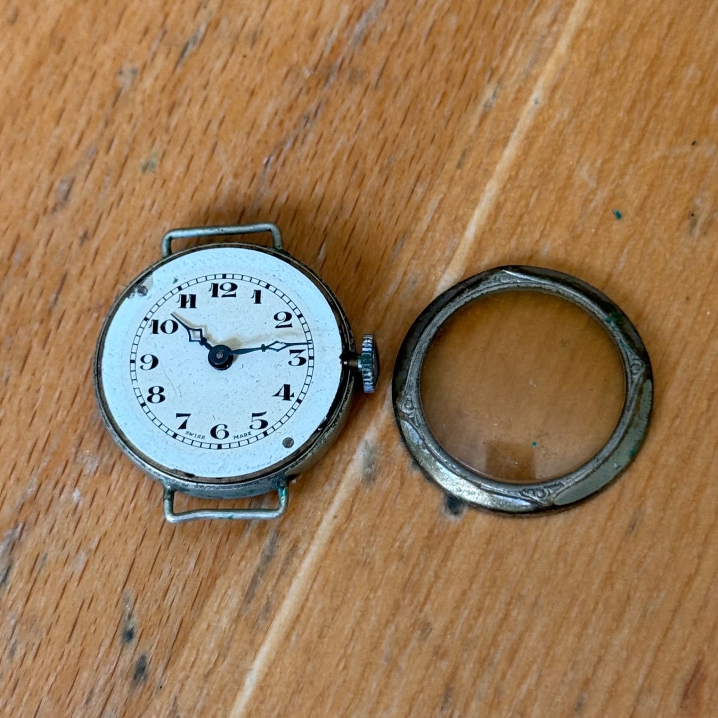 24mm Vintage Swiss Made Trench Watch Manual Wind FOR PARTS / REPAIR