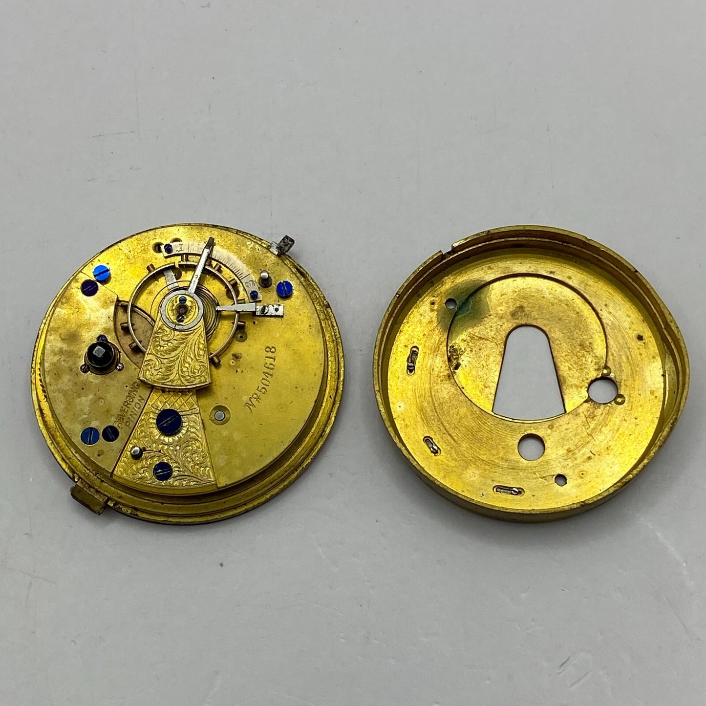 46.3mm Antique Key Wound Balance Ok Pocket Watch Movement PARTS REPAIR SPARES