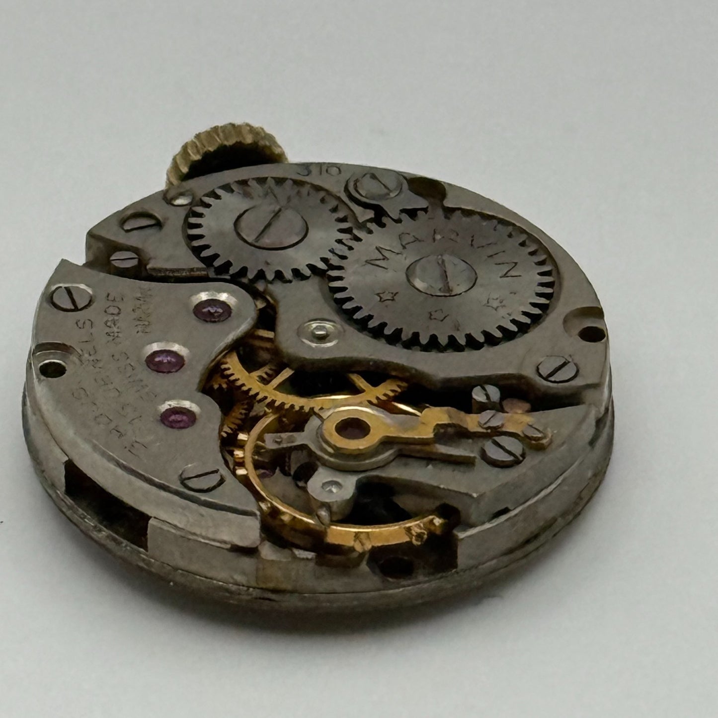 Marvin 310 Watch Movement Manual Wind Vintage Swiss 15 Jewels Parts 19.6mm