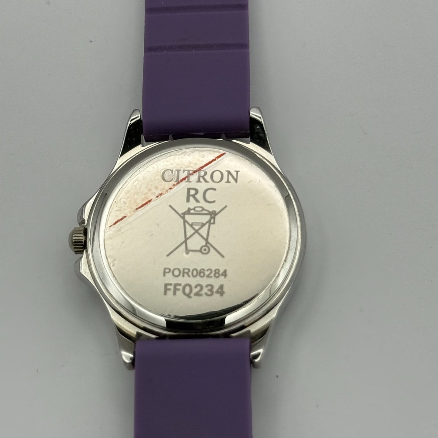 Citron Ladies Quartz Watch Crystal Accents Purple Strap Working 27mm New Battery