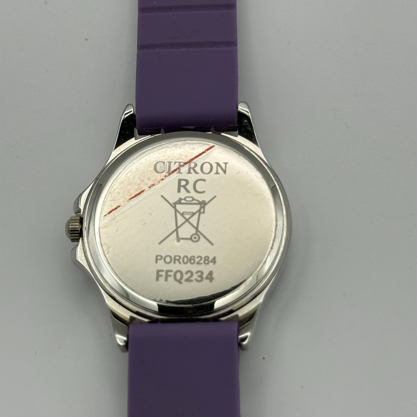 Citron Ladies Quartz Watch Crystal Accents Purple Strap Working 27mm New Battery