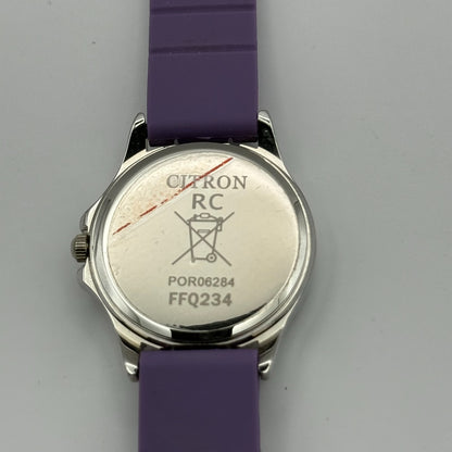 Citron Ladies Quartz Watch Crystal Accents Purple Strap Working 27mm New Battery