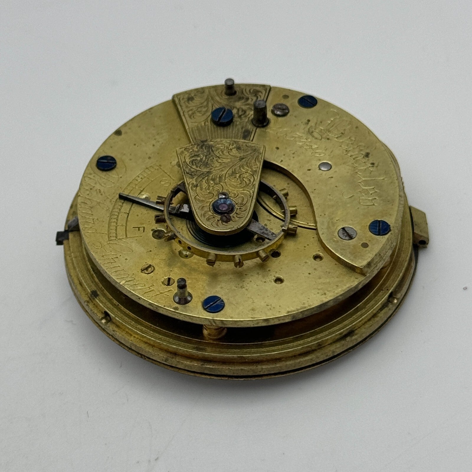 46.6mm Richard Grunert Beverley Antique Key Wound Pocket Watch Movement PARTS