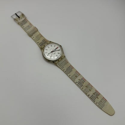 1998 Swatch Calendarium GK726 Quartz Watch Date White Dial Swiss + Box 33mm