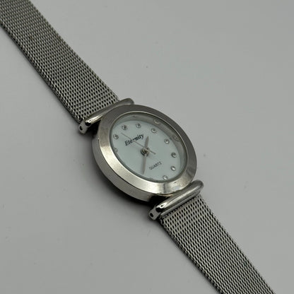 Enternity Ladies Quartz Watch Crystal Markers Silver Tone Mesh Band Working 25mm
