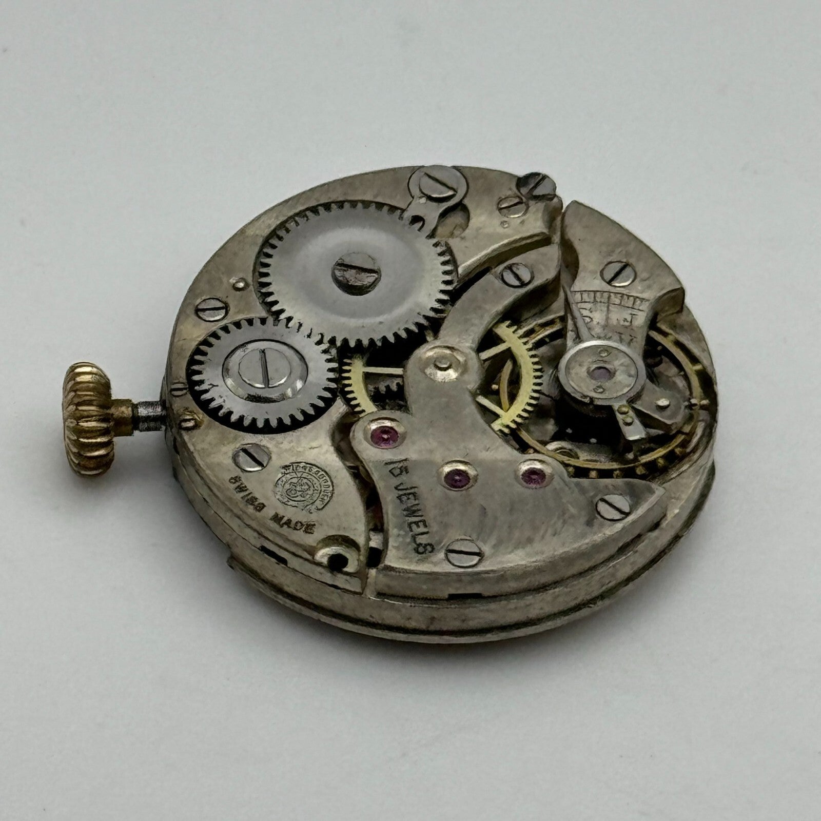 25mm Dreadnought Balance Ok Trench Watch Movement 15 Jewels Vintage Swiss PARTS