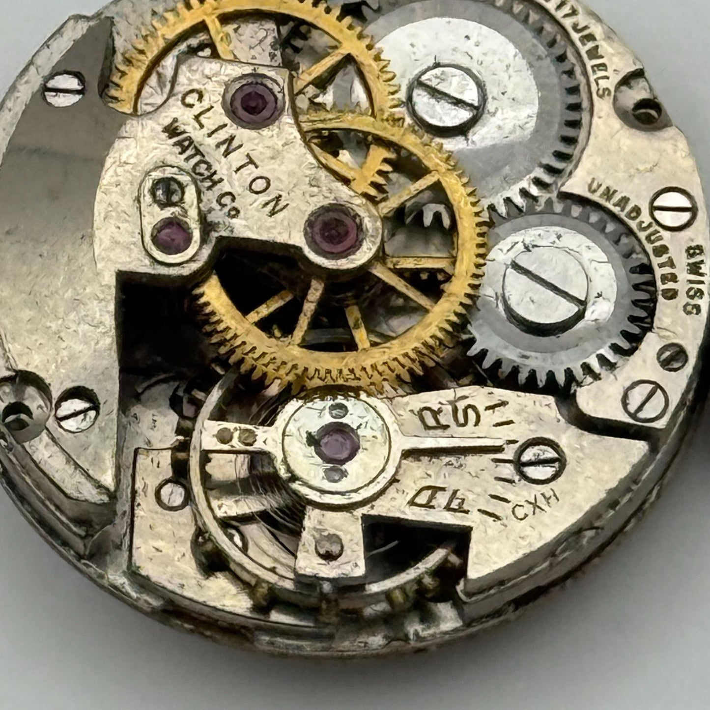 Clinton Sweep Seconds Watch Movement Running Manual Wind Vintage Parts 19.7mm