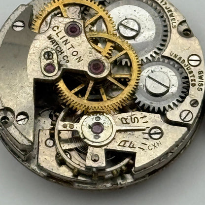 Clinton Sweep Seconds Watch Movement Running Manual Wind Vintage Parts 19.7mm