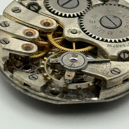 Buren 15 Jewels Watch Movement Manual Wind Vintage Swiss Parts Repair 23.7mm