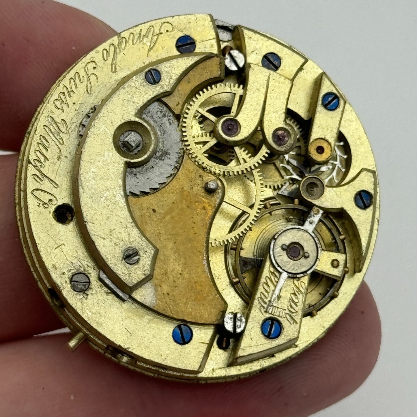 38.6mm Antique Open Face Longines ? Anglo Swiss Pocket Watch Movement PARTS