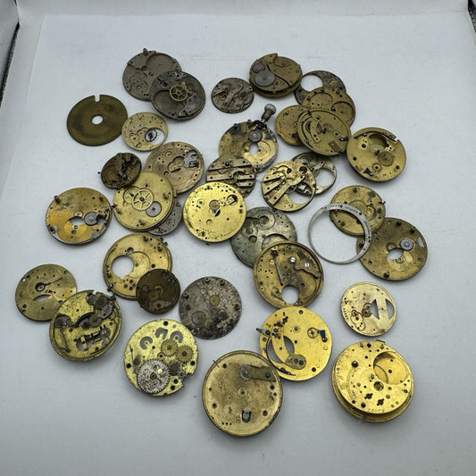 630 Grams Job Lot Of  Pocket Watch Movements Parts For Spares / Repairs / Parts