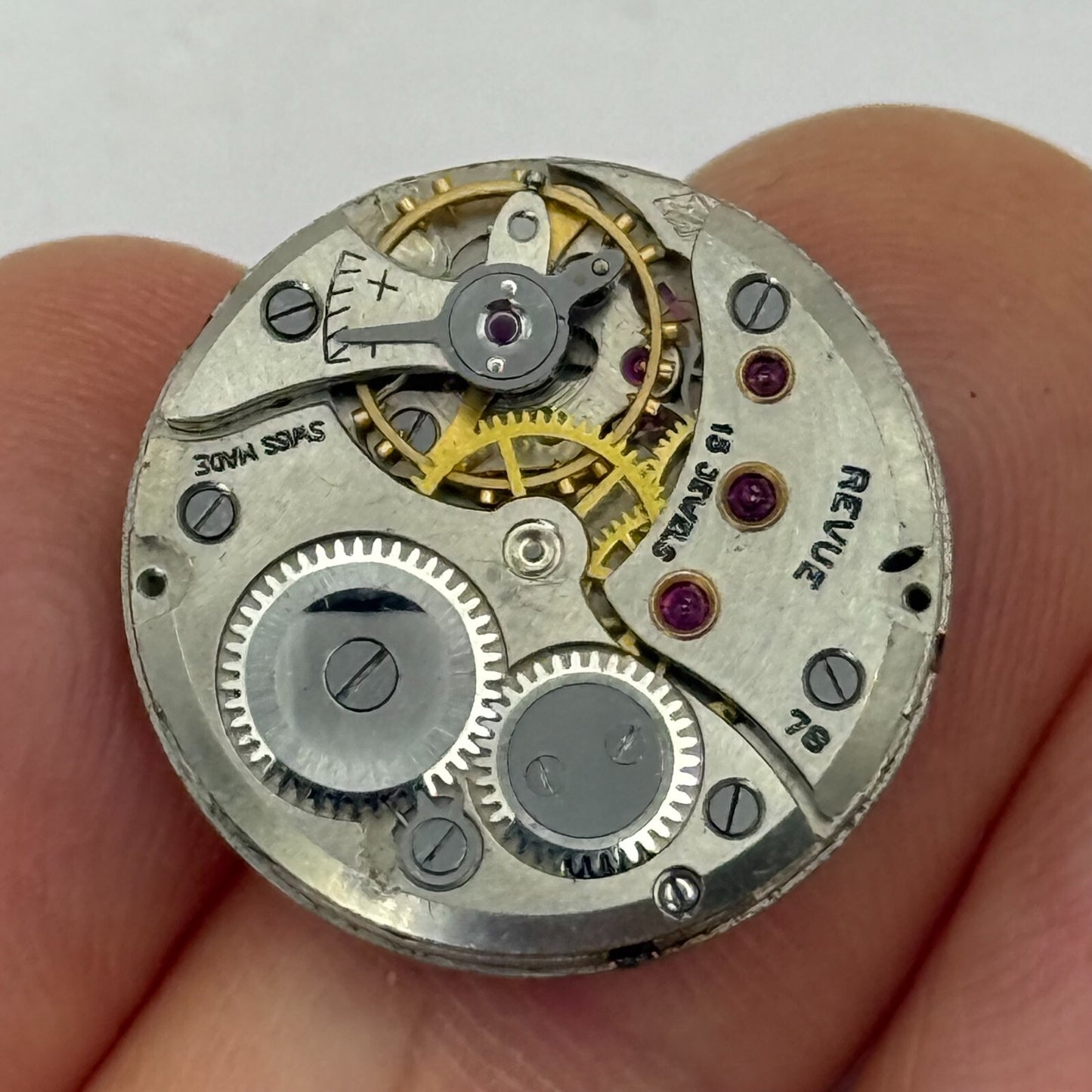 19.7mm Vintage Vertex Revue 78 Swiss Manual Wind Watch Movement PARTS REPAIR