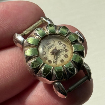 22mm Vintage EB 1431N Basis Jewelled Green Bezel Swiss Manual Watch PARTS REPAIR