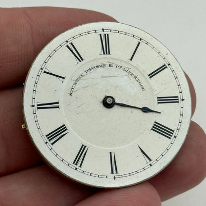 36.3mm Antique Stewart Dawson Co Liverpool Key Wound Pocket Watch Movement PARTS