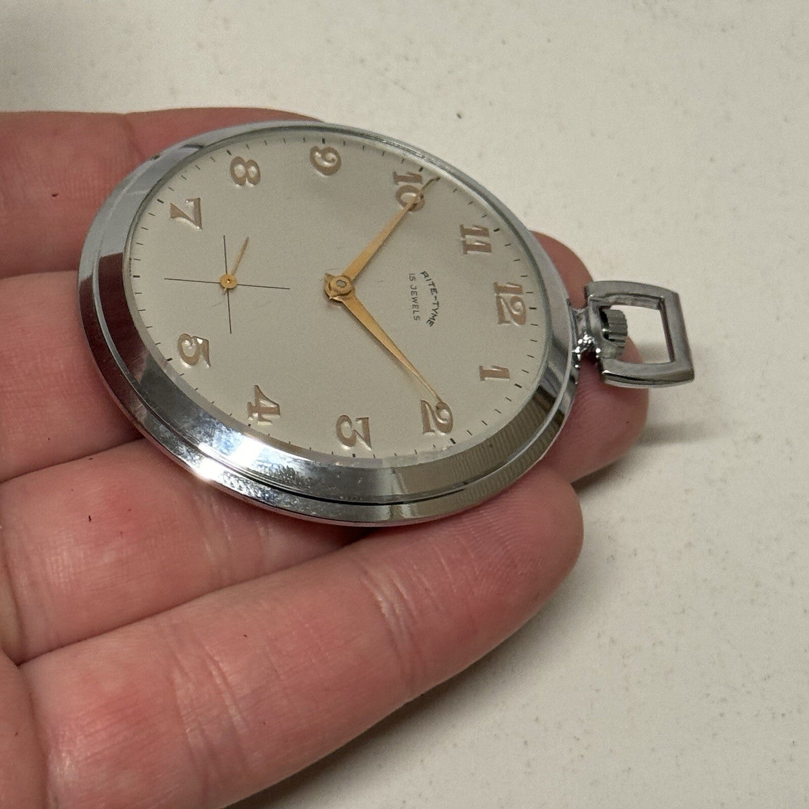 49mm Vintage NEW OLD STOCK Rite - Tyme Open Face Subdial Pocket Watch TO SERVICE