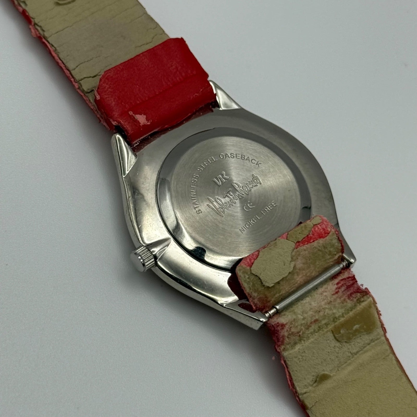 32mm Working Valentin Ramos Ladies 32mm Quartz Watch Needs New Strap Red Dial