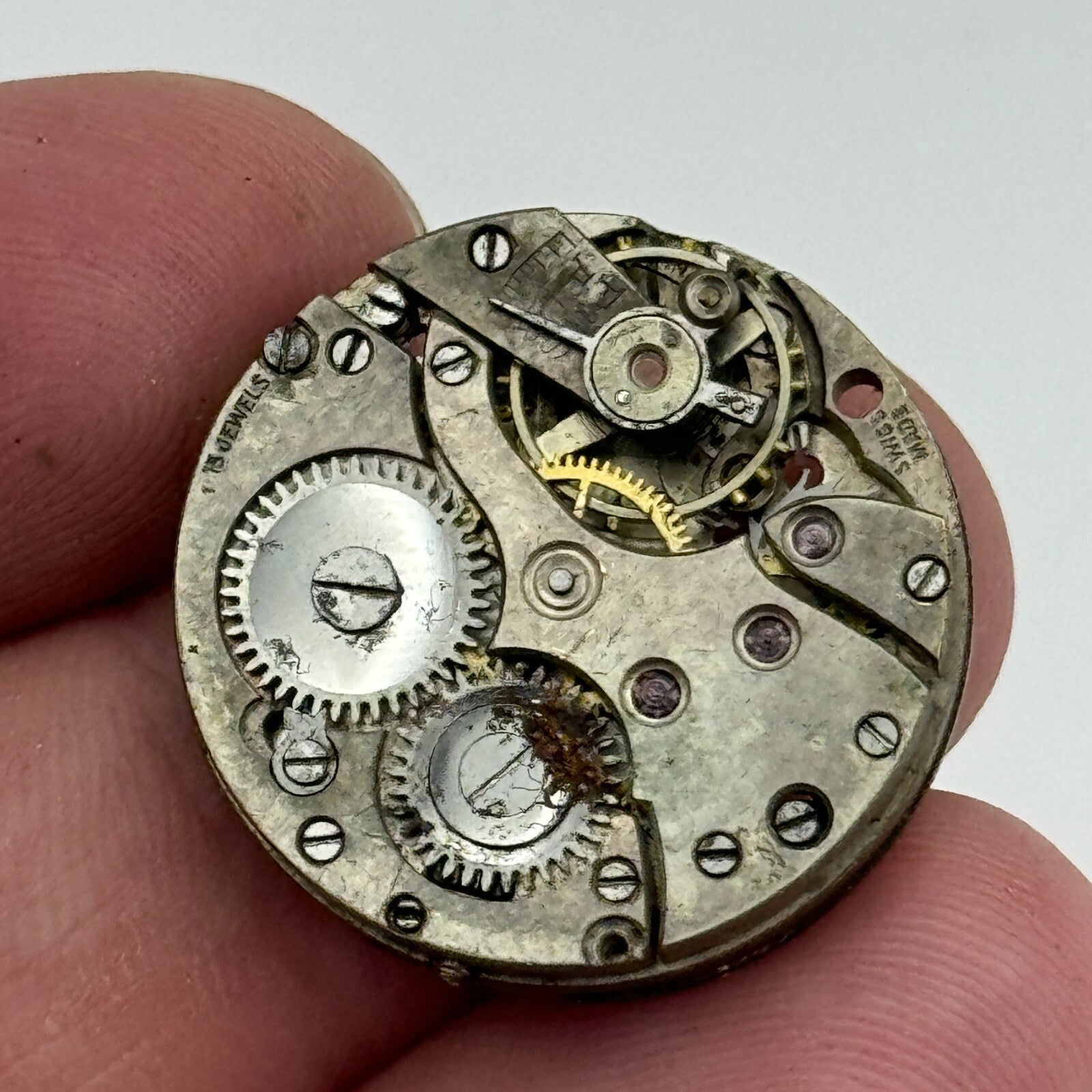 23.6mm Balance Intact 15 Jewels Manual Wind Watch Movement Swiss Vintage PARTS