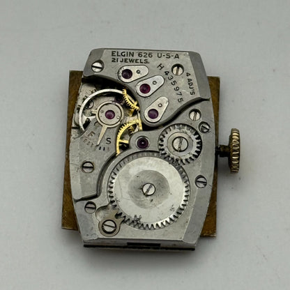 1950 Vintage 15/0s Lord Elgin 626 Model 2 American Watch Movement PARTS REPAIR