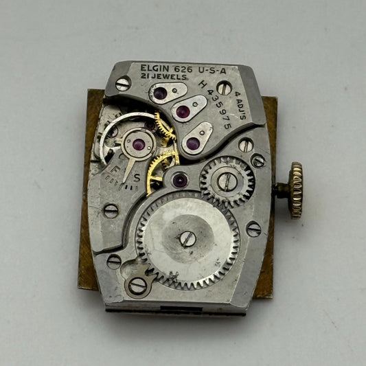 1950 Vintage 15/0s Lord Elgin 626 Model 2 American Watch Movement PARTS REPAIR