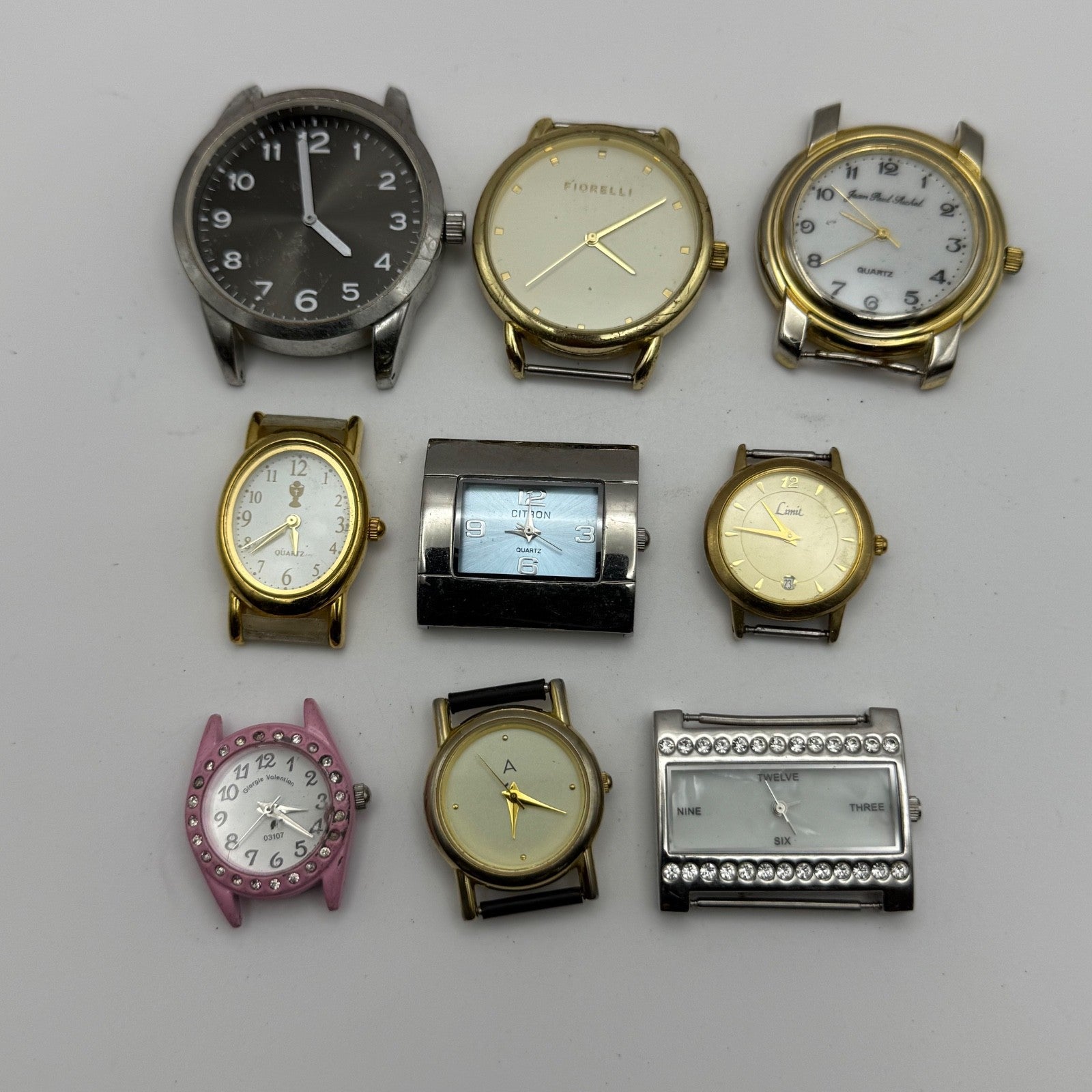 Bundle Of 9 Quartz Watches Modern / Vintage Untested Parts / Repair / Crafts
