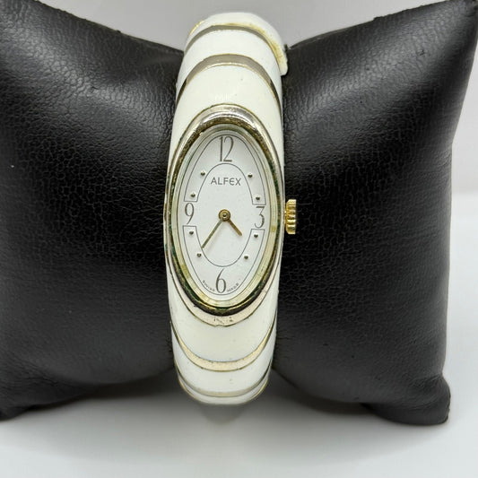 18mm Vintage Alfex Mod Dep Swiss Manual Wind White Bangle Watch PARTS / REPAIR