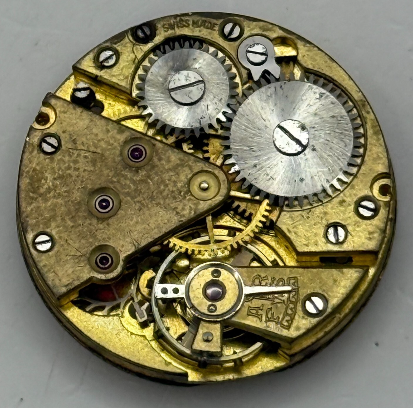 23.6mm Vintage Unidentified Cal 75 Swiss Manual Wind Watch Movement PARTS REPAIR