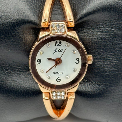 JW Ladies Quartz Watch Rose Gold Crystal Accents Working 21mm 5.25 Inches