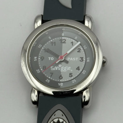 Smiggle Kids Quartz Watch Grey Dial Shark Print Strap Working 27mm NO CLASP