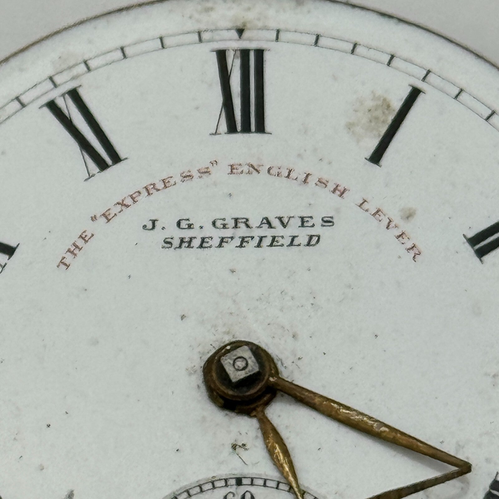 44.6mm Antique J G Graves English Express Lever Pocket Watch Movement PARTS