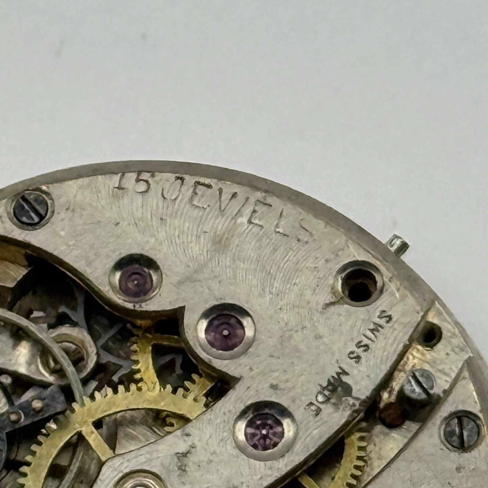 15 Jewels Trench Swiss Watch Movement Marvin 362 ? Vintage Parts Repair 29.8mm