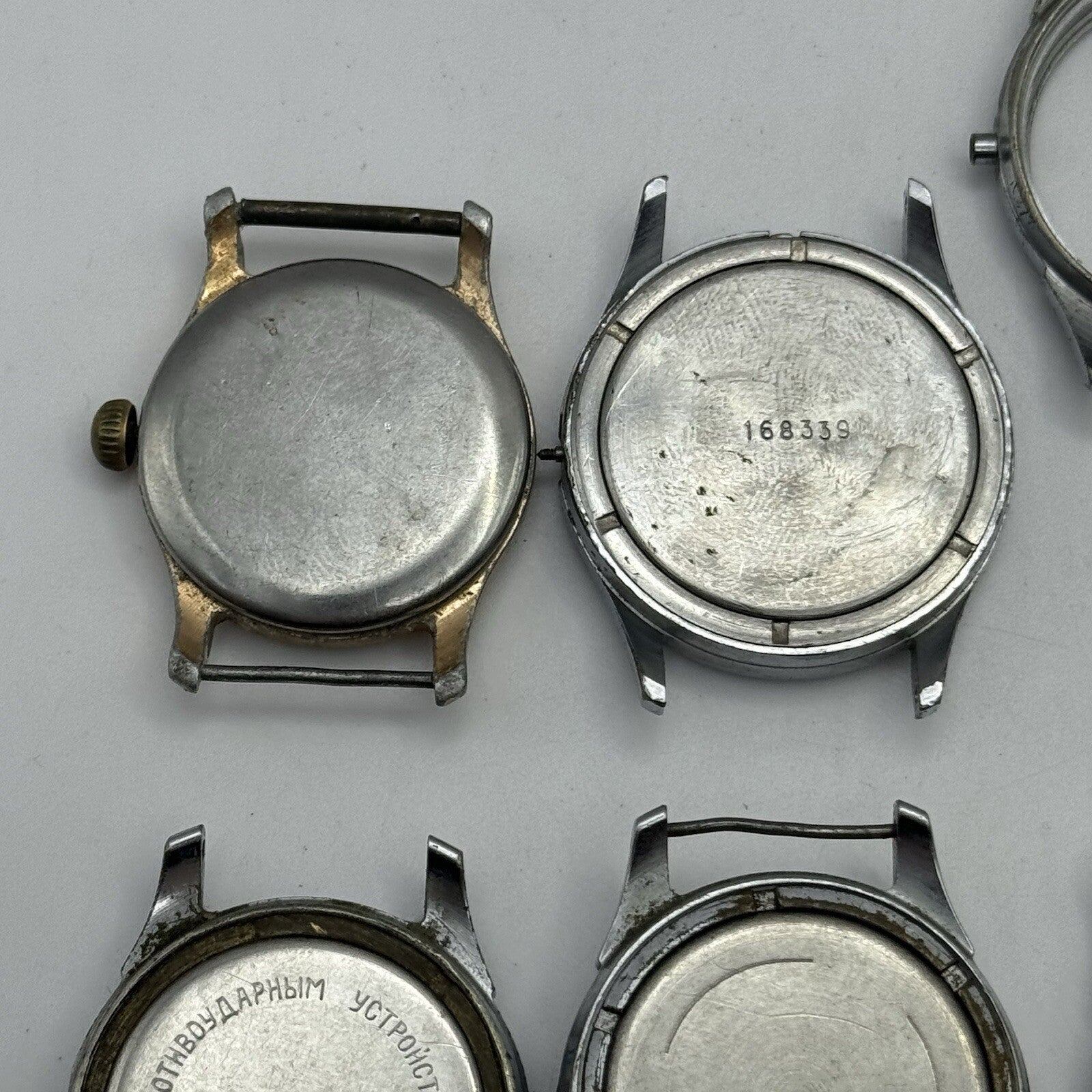 6 x Vintage Soviet Manual Wind Watch Heads For Parts Repair Job Lot Bundle