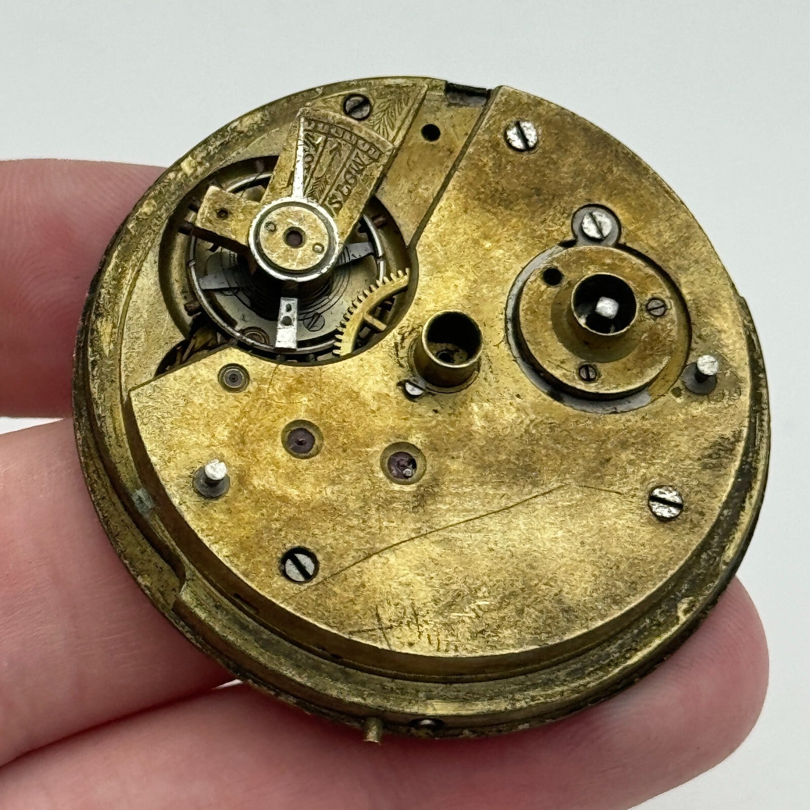 46.8mm Antique Unidentified Key Wound Pocket Watch Movement PARTS REPAIR SPARES