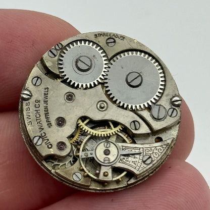 25.3mm Civic Watch Co Mens Trench Watch Movement Manual Wind Vintage Swiss PARTS