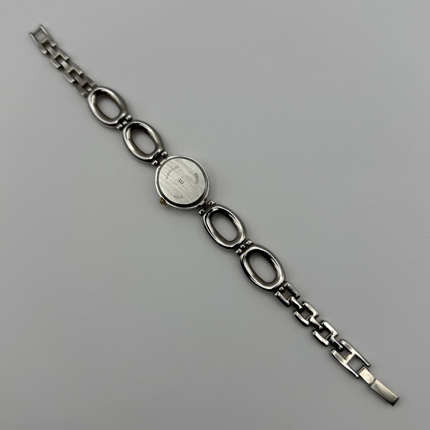 Carvel Ladies Quartz Watch MOP Oval Dial Silver Gold Tone Bracelet Working 19mm