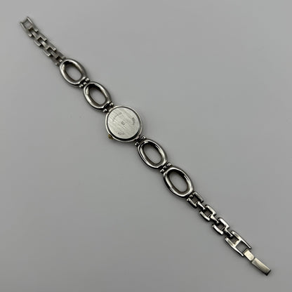 Carvel Ladies Quartz Watch MOP Oval Dial Silver Gold Tone Bracelet Working 19mm