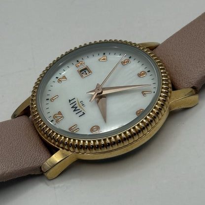 27mm Working Ladies Limit Mother Of Pearl Date Dial C-VJ22 Pink Quartz Watch