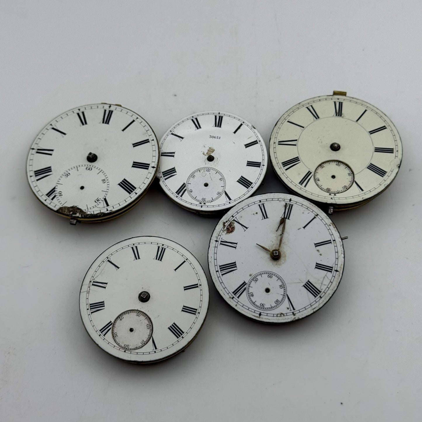 Bundle Of 5 Mixed Antique / Vintage Pocket Watch Movements PARTS REPAIR SPARES