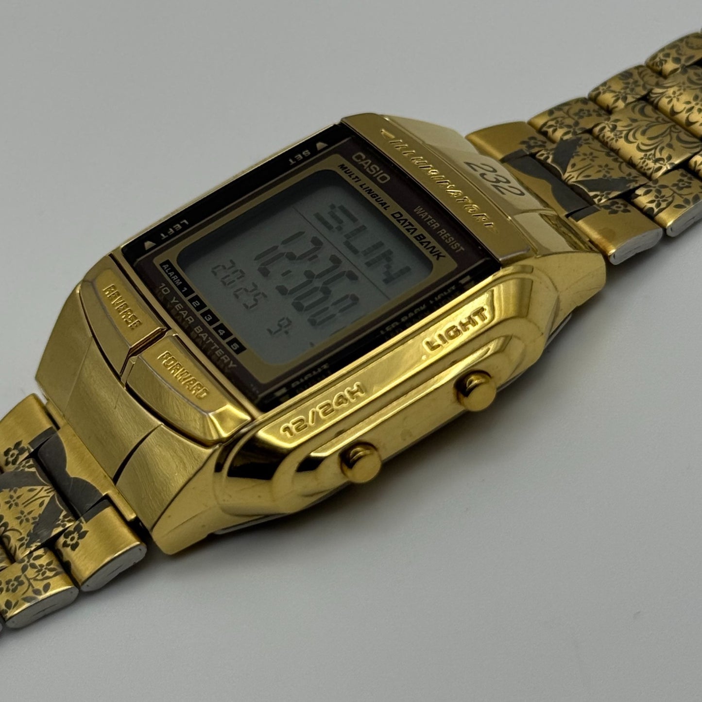 Casio Men’s Illuminator Quartz Watch Data Bank Dual Time Gold Tone Working 35mm