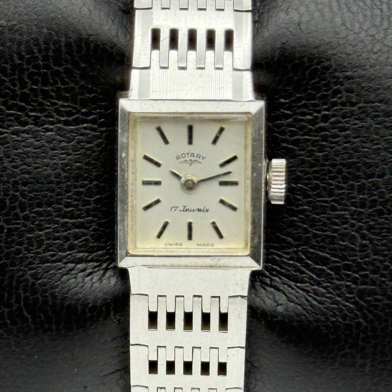 15mm Vintage Rotary 17 Jewels Silver Tone Panel Manual Wind Watch PARTS / REPAIR